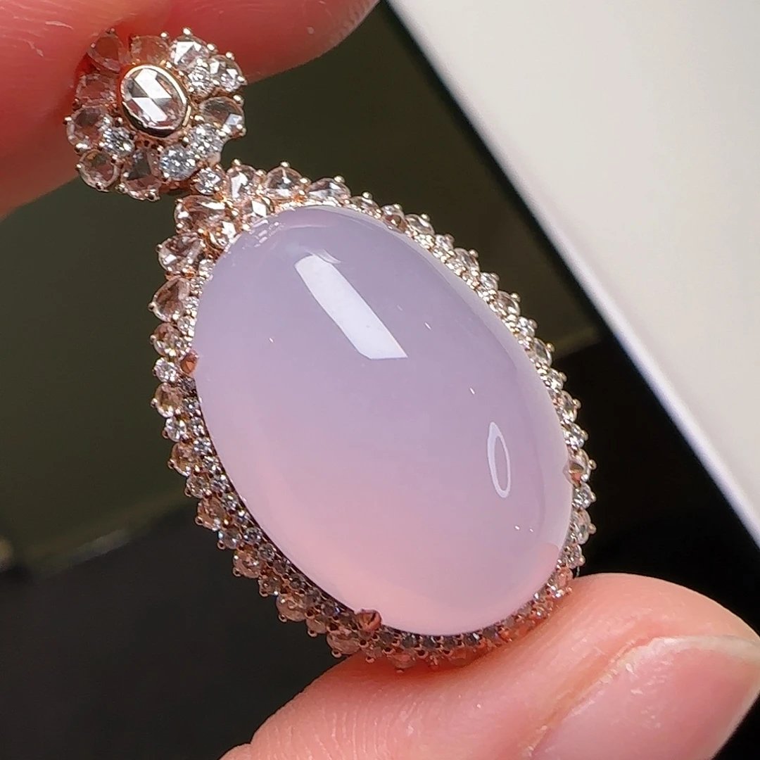 翡翠18K金镶嵌颈饰天然翡翠