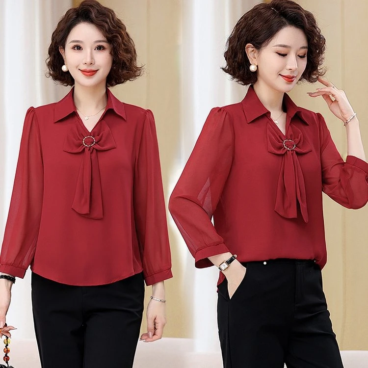 新款中老年妈妈装九分袖宽松休闲洋气薄款夏天奶奶上衣女长袖时尚