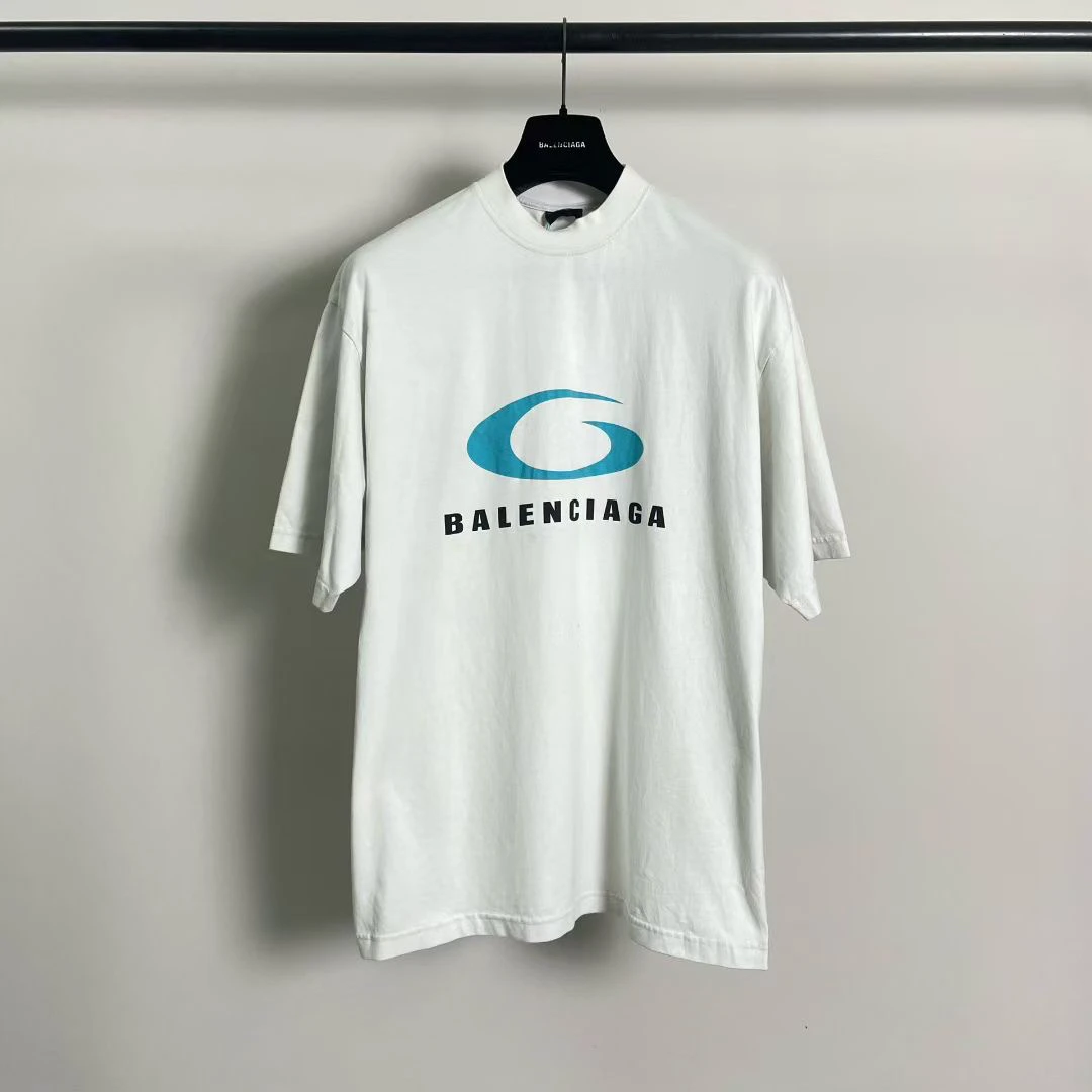 95新 Balenciaga/巴黎世家 白蓝单环T恤/s码