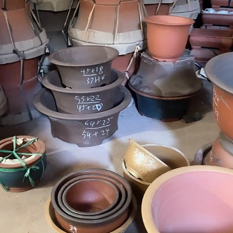 紫砂花盆大中小四角碗盆三个紫