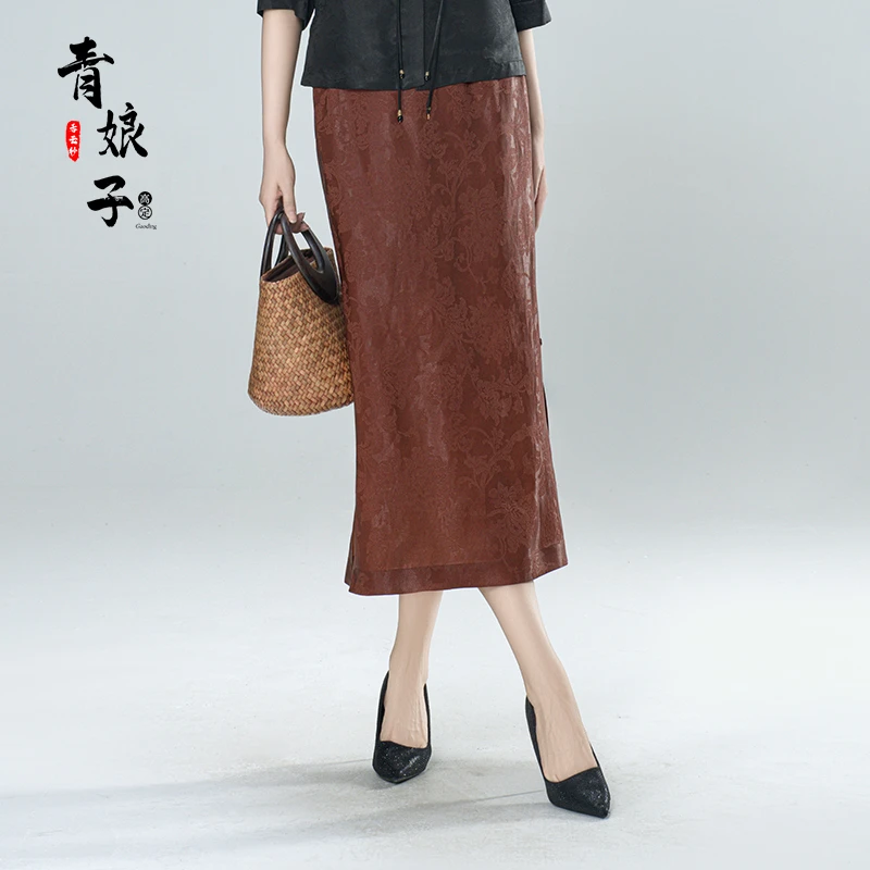 青娘子青娘子（清歌）提花花萝国风复古气质百搭包臀半身裙-61264