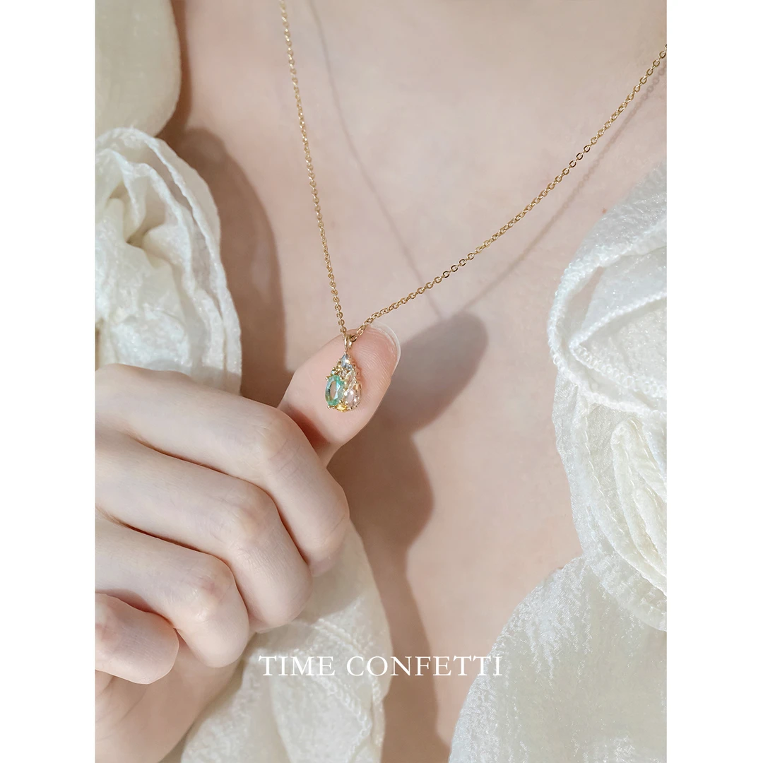 黄铜项链 镀K金【孙二娘】水滴-精致百搭通勤吊坠项链TC 10681