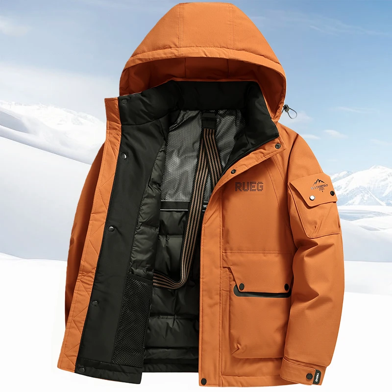 内米霍切轻奢羽绒服男户外冲锋衣保暖防寒立领连帽加厚保暖外套潮