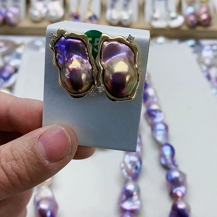 银S925镶嵌耳饰淡水珍珠?***?