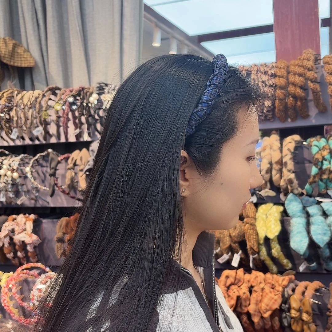 布艺非金属戴齿发箍懒格子75h