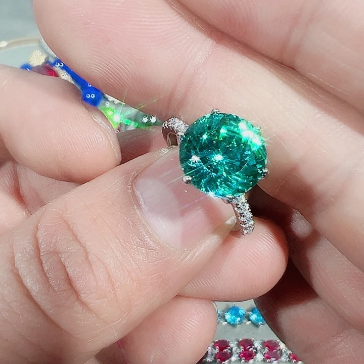 非金属红色蓝色满镶嵌吊坠戒指