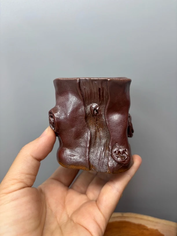 坭兴陶陆窑柴烧仿生杯130ml