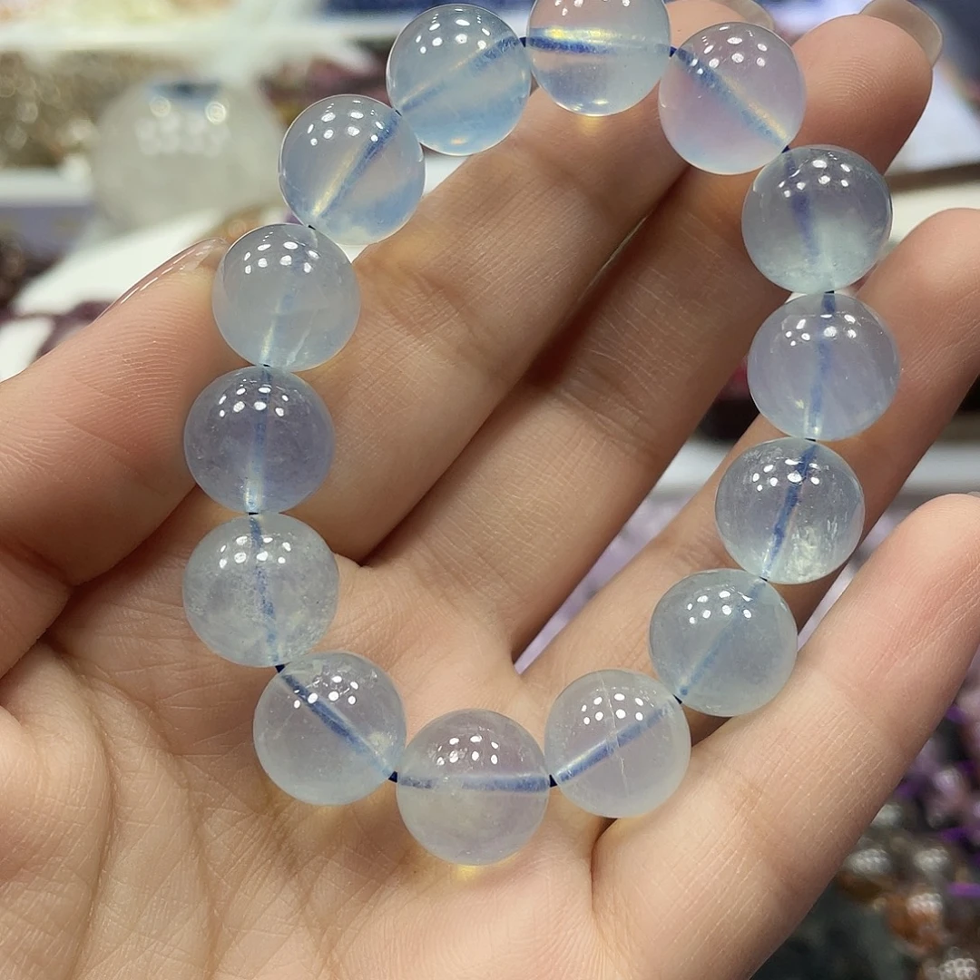 水晶未镶嵌手链圣玛利亚海蓝宝手串13M