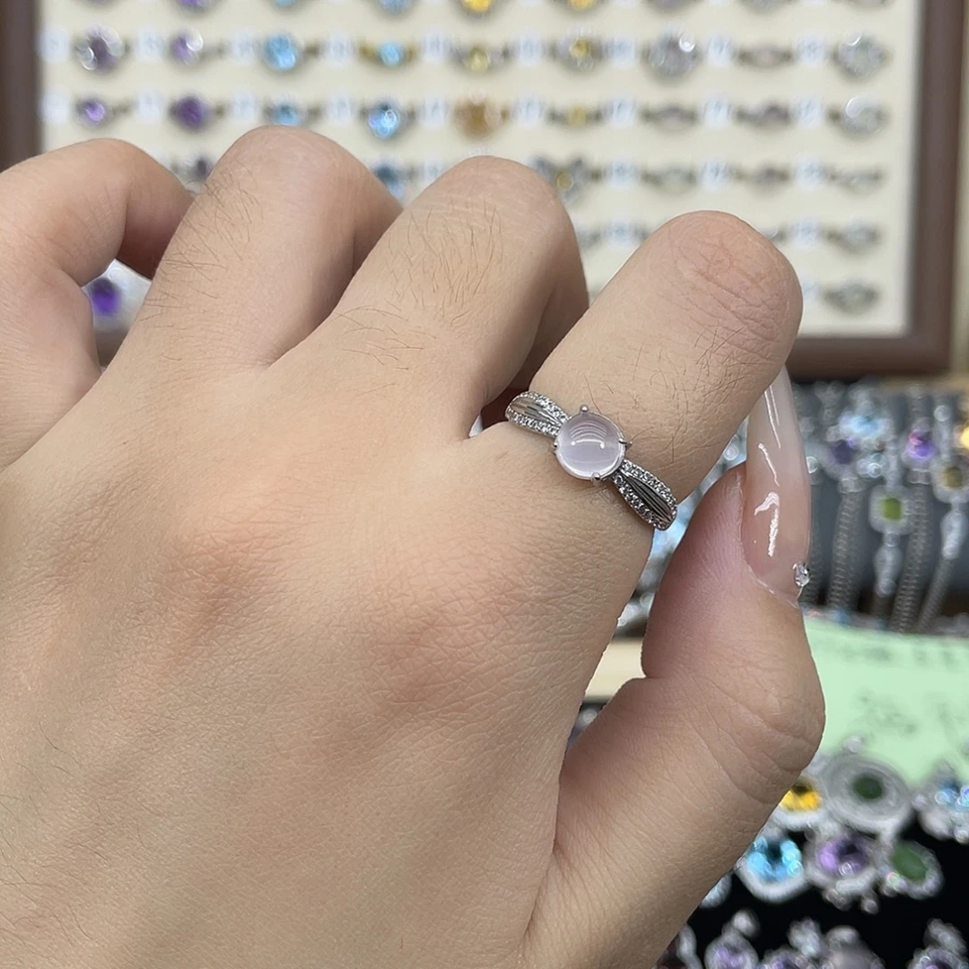 戒指银S925镶嵌芙蓉石