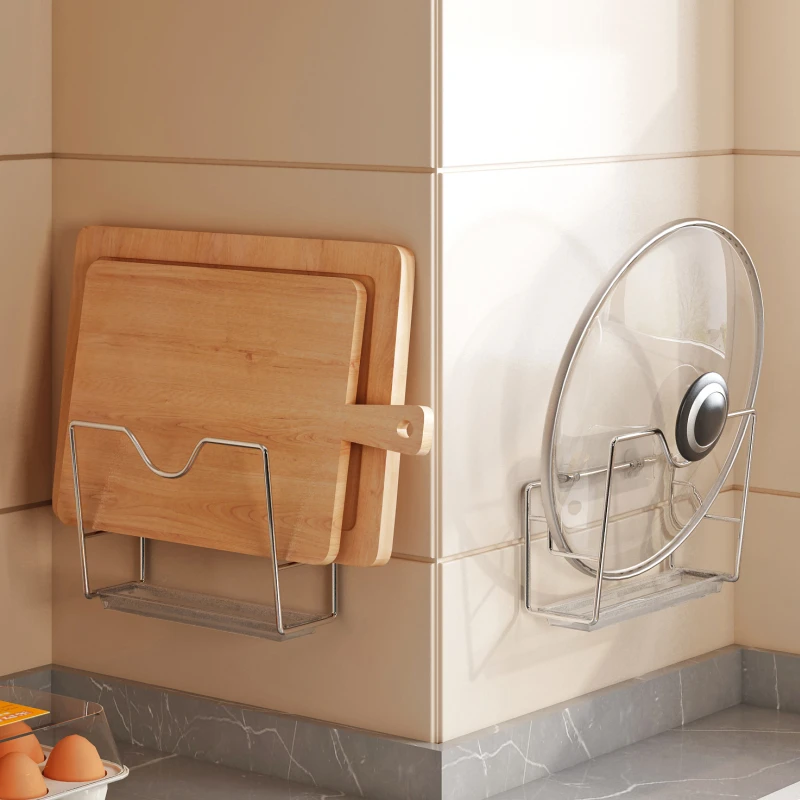 304锅盖架壁挂式免打孔厨房案板砧板放置菜板架挂墙支架收纳神器