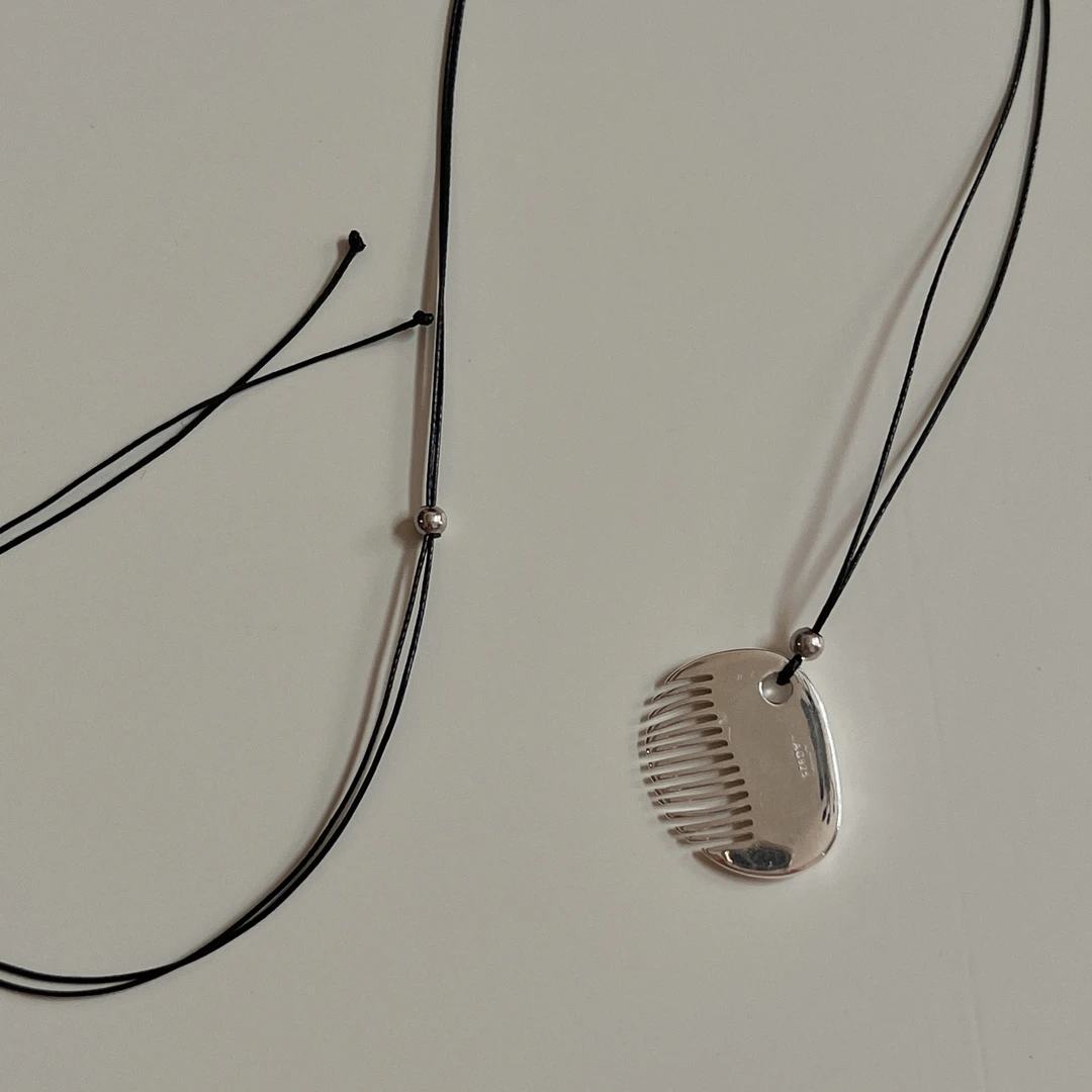 坠链均925银 D494  简韩新款【一顺百顺】顺万缕梳子单吊坠