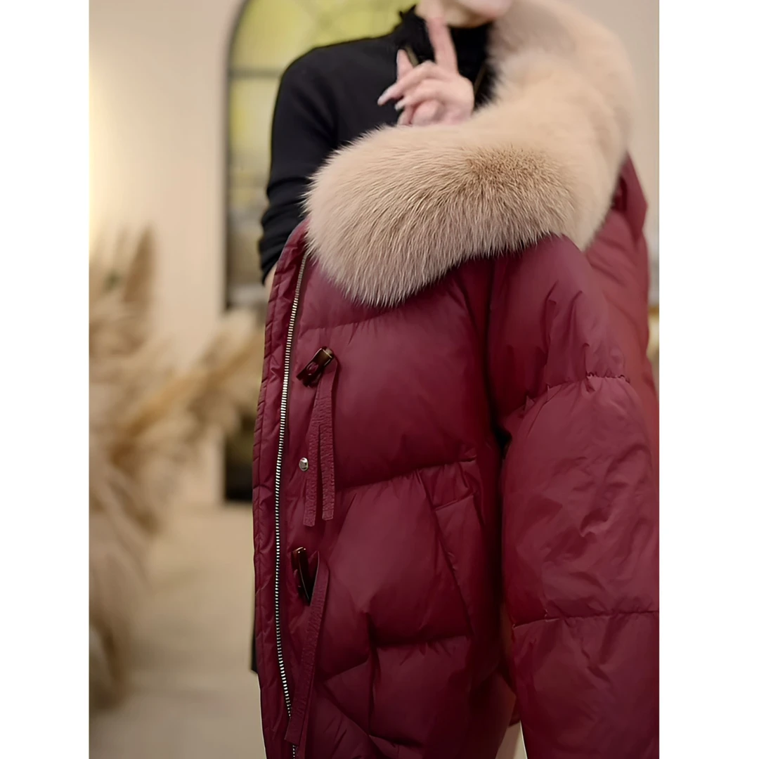 【KK】甄-优雅冬韵 | 洋气短款时尚百搭保暖纯色冬季大毛领羽绒服