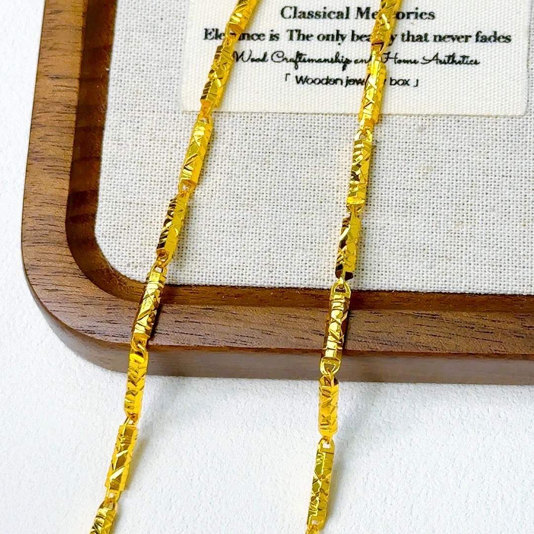 高定实心竹节项链加粗加重女士精品项链