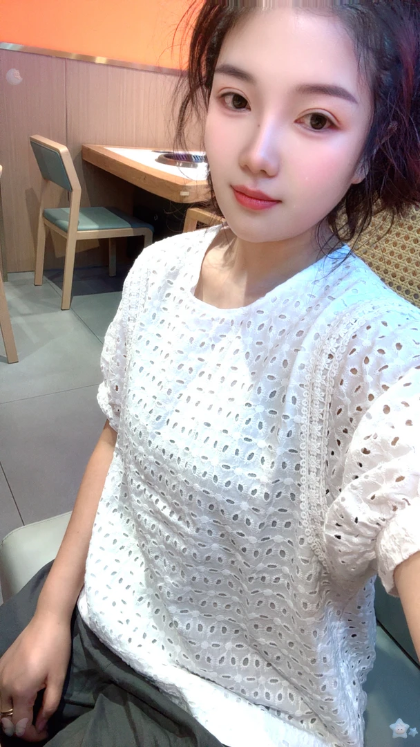 不汐暮然2025新款衣长55cm显瘦宽松8826镂空刺绣短袖复古百搭休闲