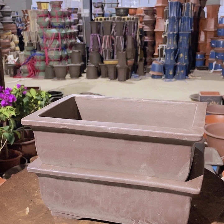 紫砂花盆素面马槽26+26