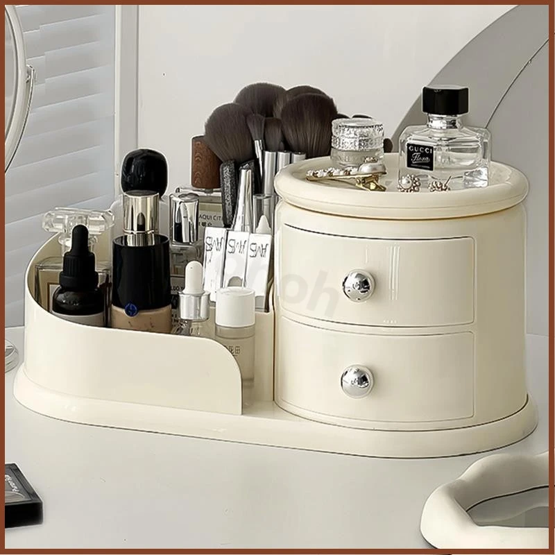 化妆品收纳盒大容量梳妆台桌面护肤品香水置物架口红粉扑刷整理盒