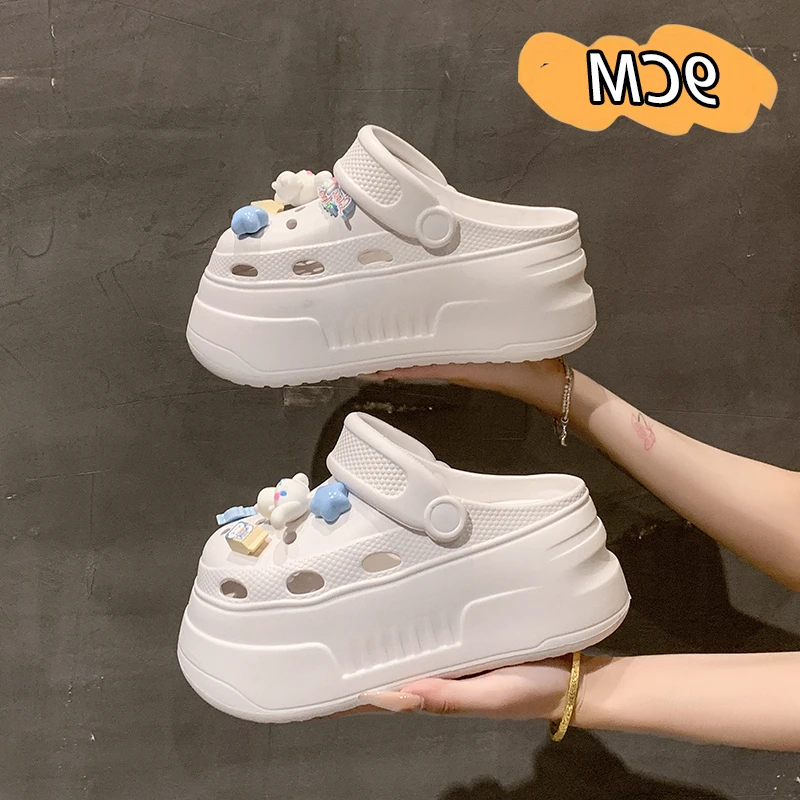 厚底超高9cm少女心卡通洞洞鞋女2025年夏季款增高防滑洞洞鞋女款