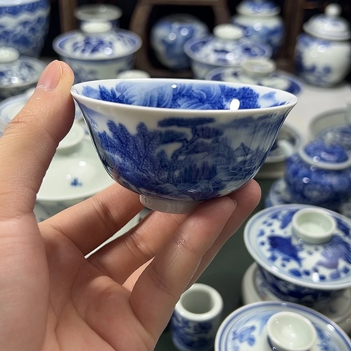 微瑕柴窑工笔山水内外画