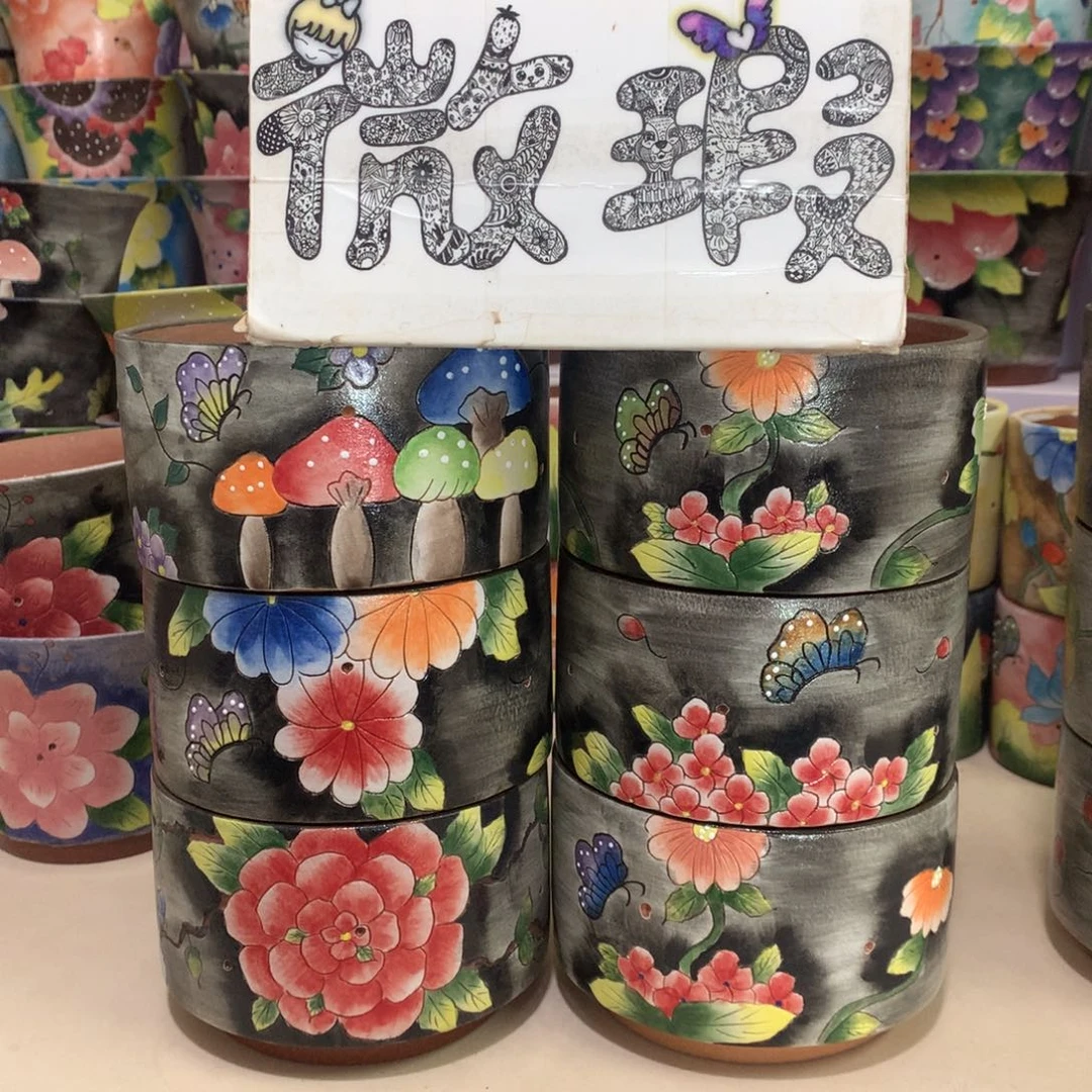 成*福利瑕疵，手绘花盆