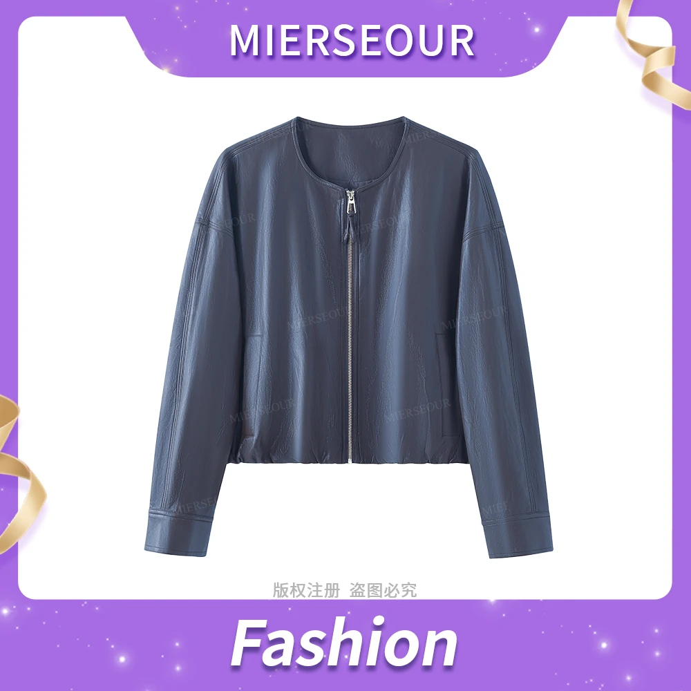 【塞纳旋律】简约圆领设计感拉链短外套7377