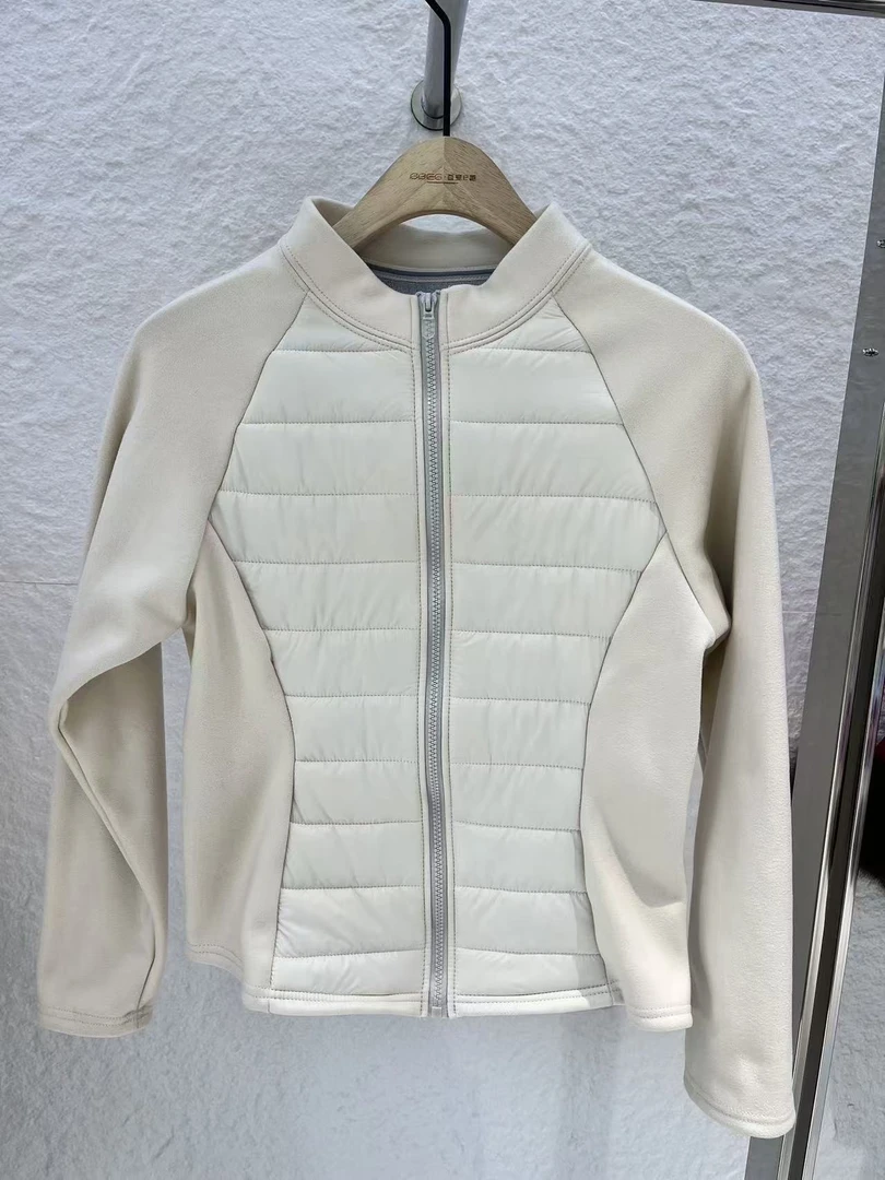 羊毛石墨烯小蛮腰内胆立领拼接夹棉保暖修身棉服外套女冬