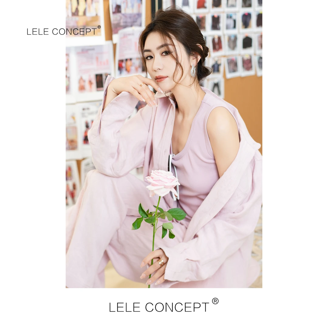 LELE CONCEPT丨时装轻奢款水彩色麻衬衫S0721