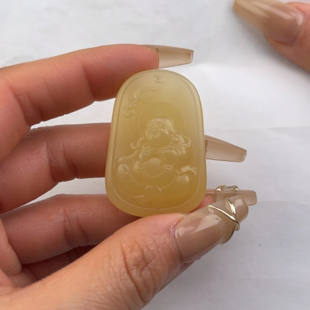 石英质玉黄蜡石吊坠未镶嵌冷**风