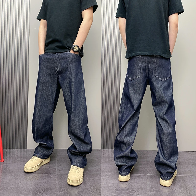 春秋美式休闲高级感痞帅复古原色牛仔裤男直筒宽松通勤百搭阔腿裤