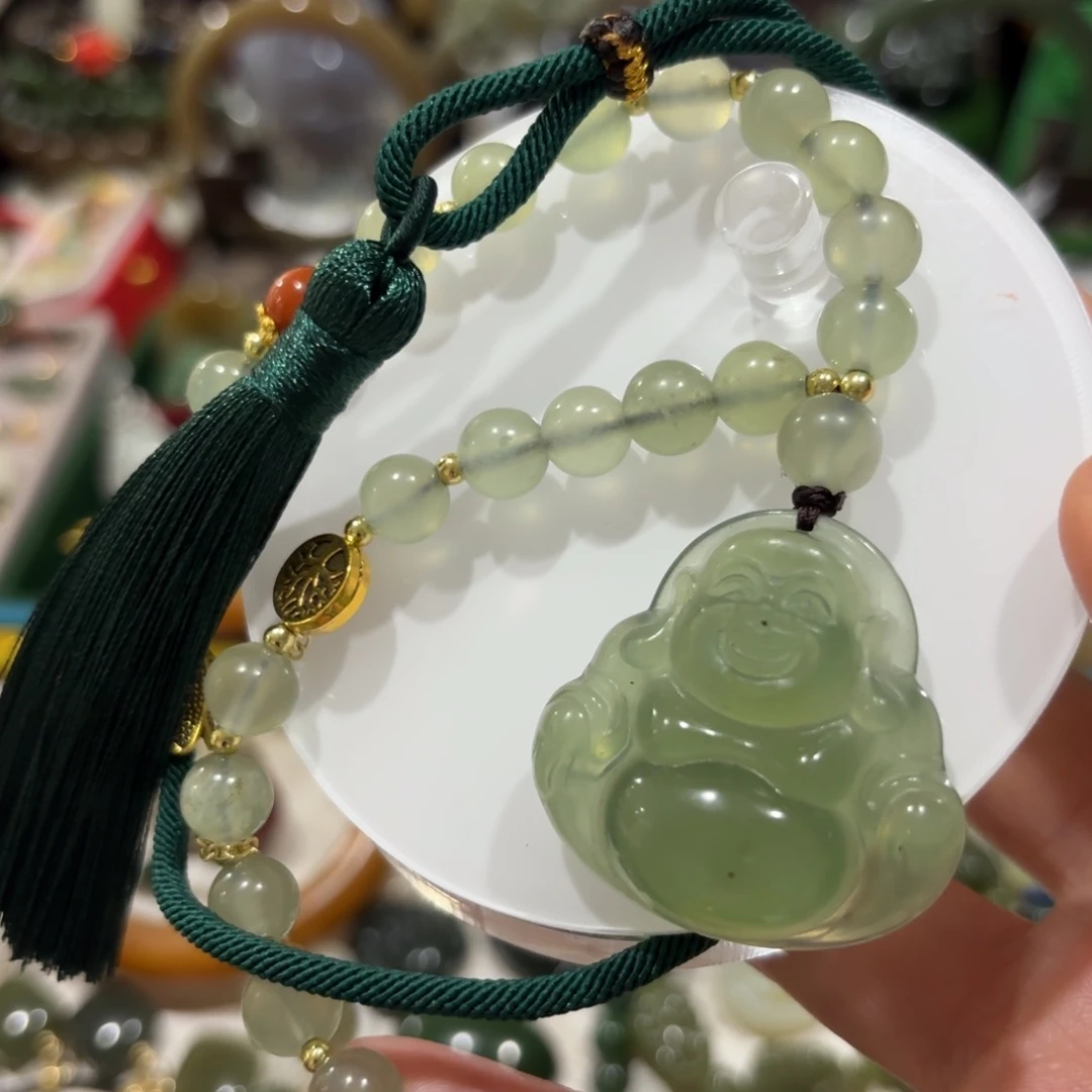 岫岩老玉（透闪石质玉）合金颈饰3955