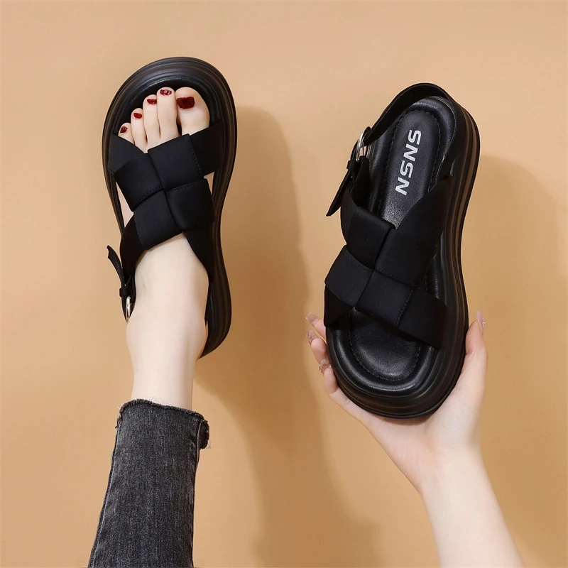 厚底凉鞋女2025夏季新款韩版软底舒适休闲沙滩凉鞋运动防滑外出