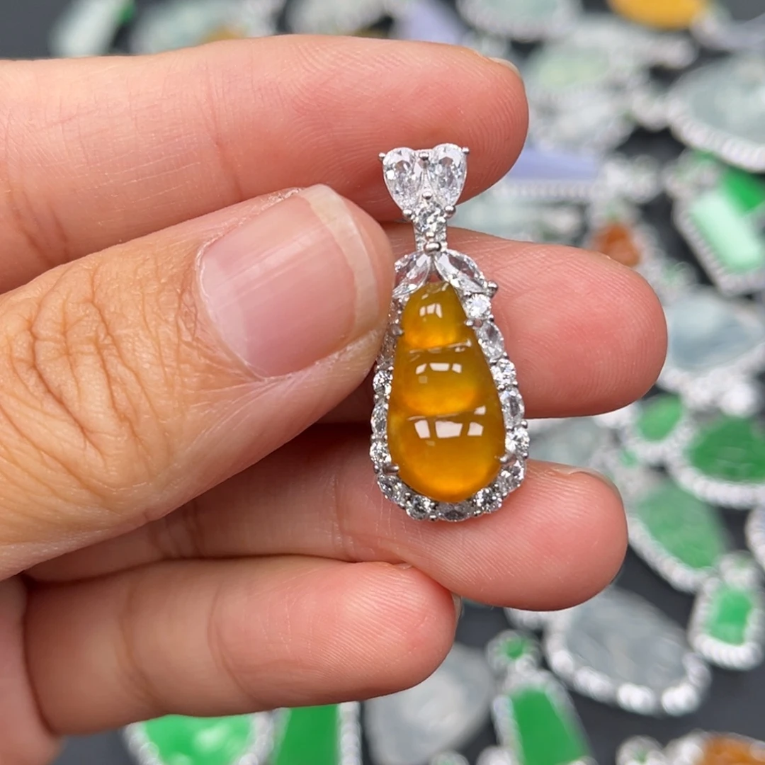 翡翠银S925镶嵌吊坠(不含链)