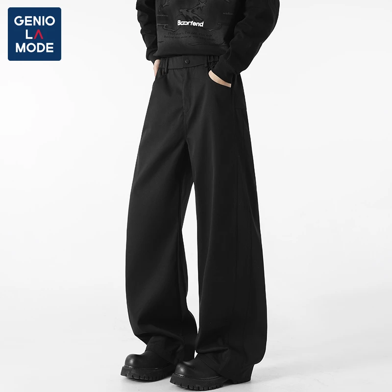 GENIO LAMODE黑色小西裤男夏季新款宽松潮牌百搭阔腿休闲直筒长裤