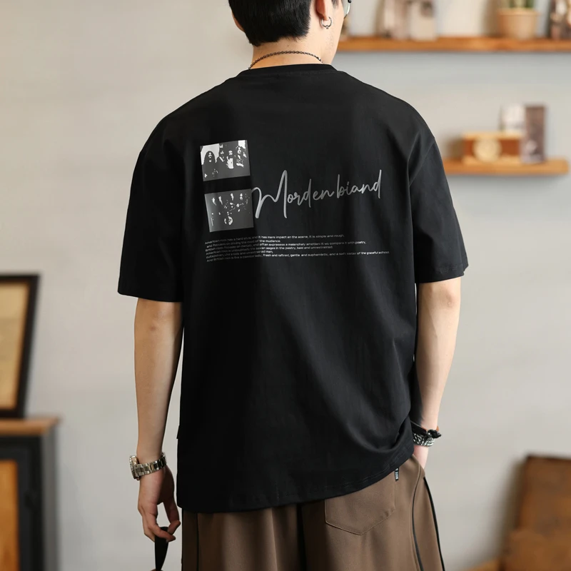 LEIGHZ/雷茨短袖T恤男日系潮牌印花圆领半袖体恤男士秋季新款上衣