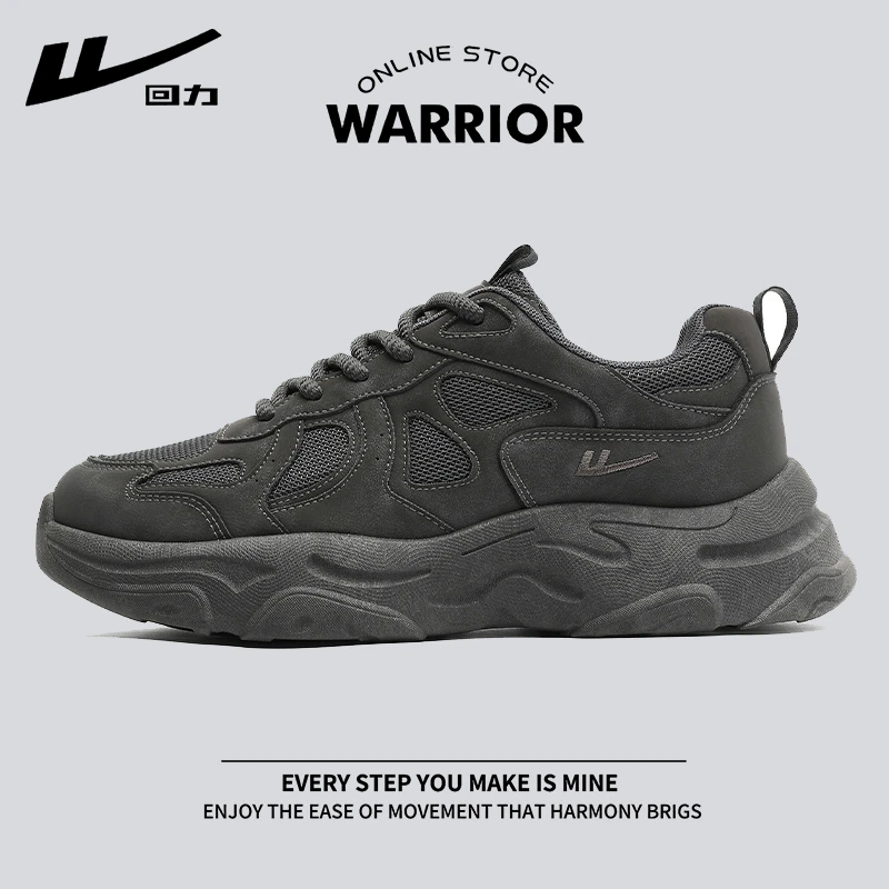 Warrior/回力男鞋2025新款棉冬季休闲鞋加绒老爹鞋网面透气运动鞋