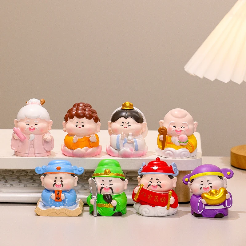 落地摆件卡通小神仙文曲星关羽佛祖财神爷治愈系工位摆件桌面情绪