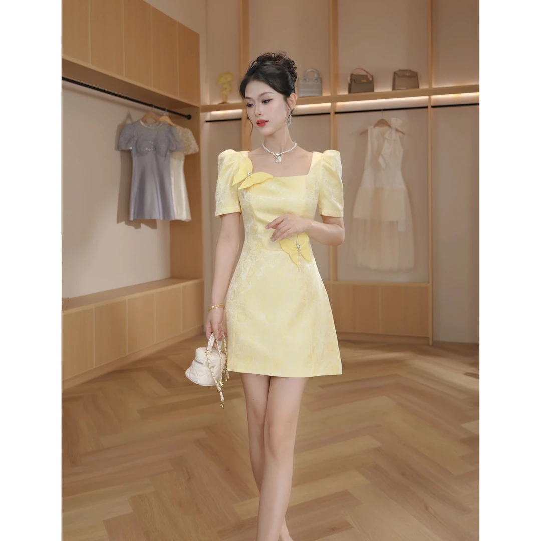 【设计师定制】新款A摆气质法式复古显瘦时尚连衣裙15393