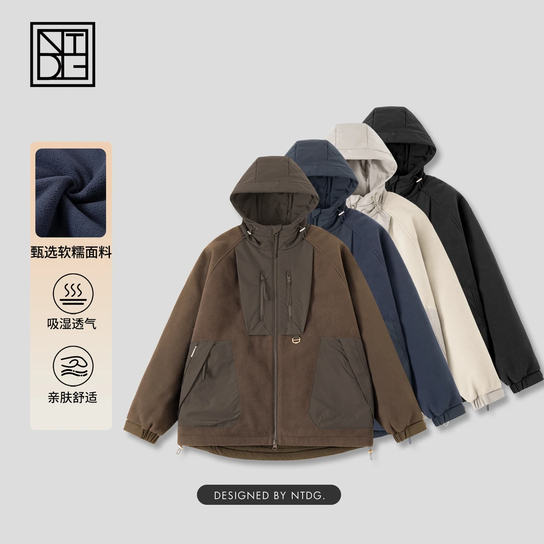 NTDG-ONE冬季拼接摇粒绒保暖棉服外套DM58615