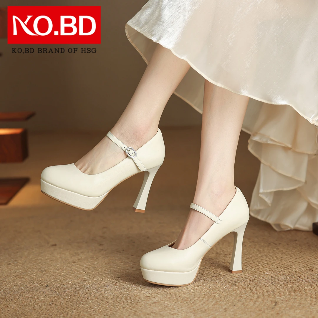 法式绝美玛丽珍高跟鞋女配裙子春季一字带细跟单鞋真皮女鞋子M074