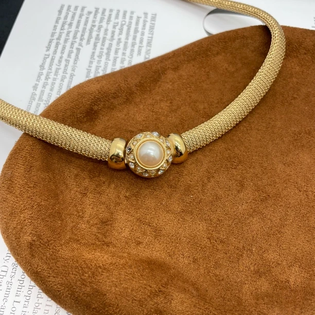 95新 DIOR/迪奥 迪奥精工编制加集体珠珠项圈/d01568