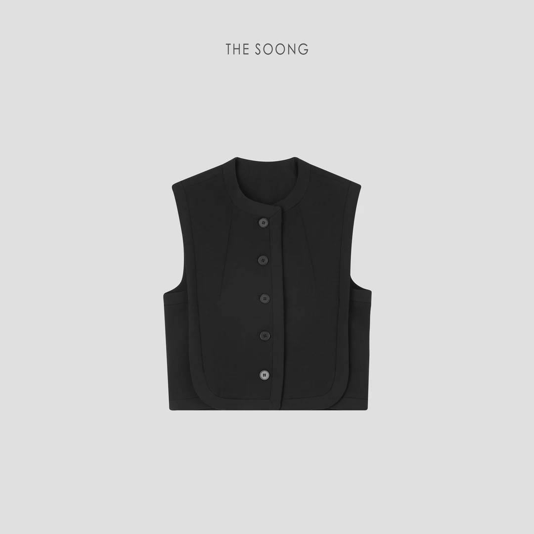 THESOONG|25s’早春系列极简舒适层次感无袖圆领针织外套HWMJ6327