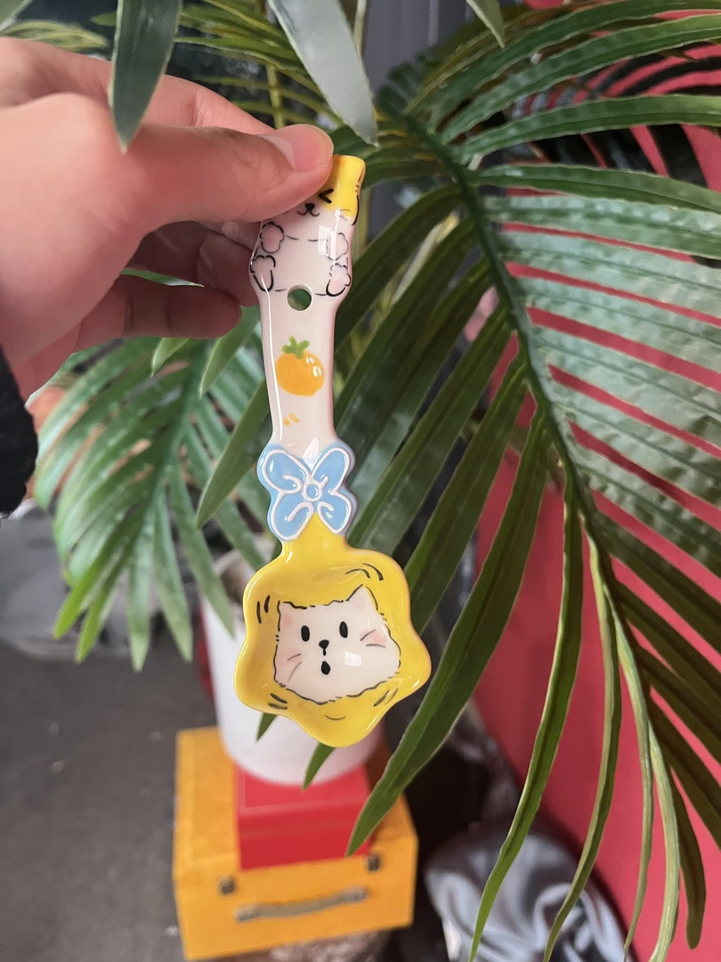 DIY景德镇创意陶瓷手工卡通风猫猫勺子