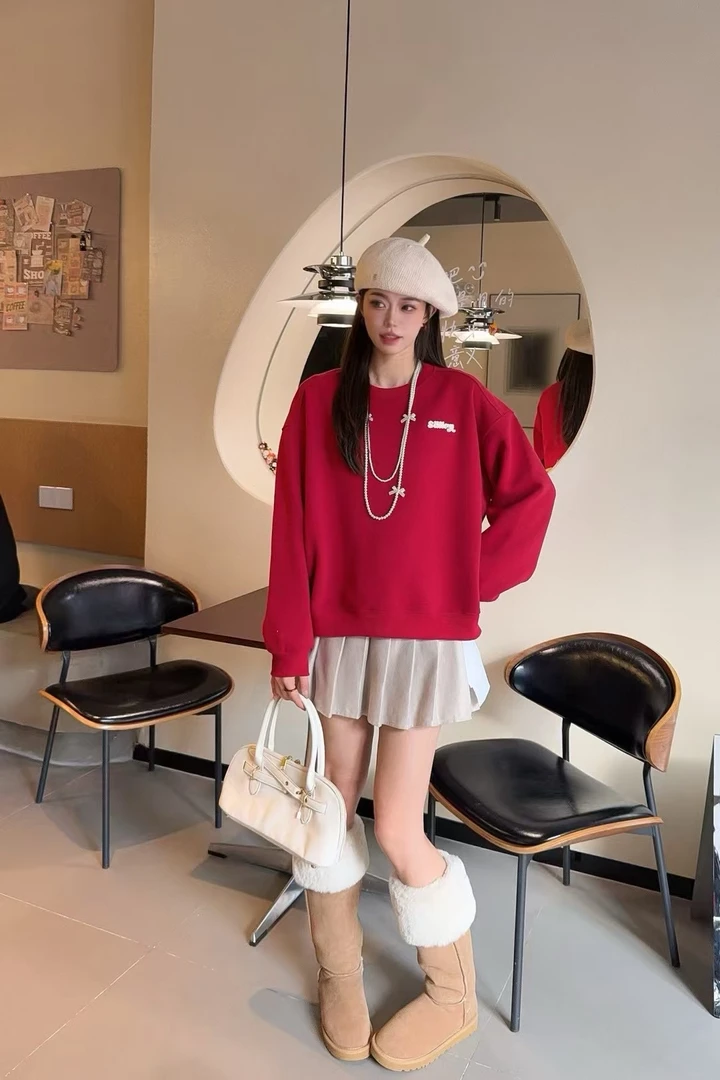 （断码断色福利）6955番外（加绒）加厚卫衣女秋冬时尚洋气加绒上衣