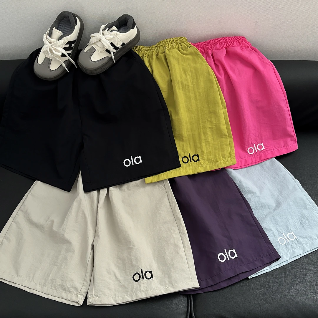 【夏日多巴胺】A类儿童夏季运动速干锦纶短裤纯色刺绣百搭男女童