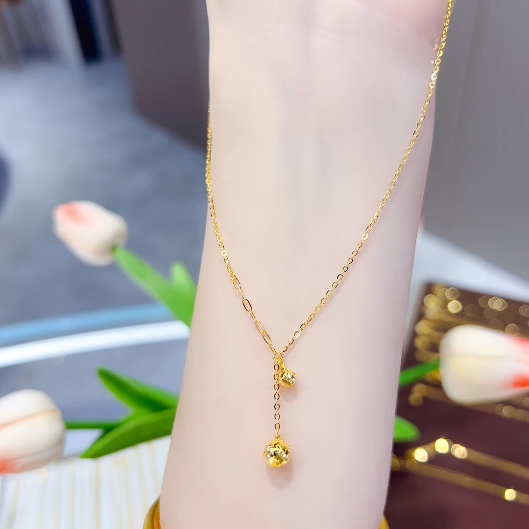 精品5G足金满天星系列蹦迪流苏有球必应项链00709