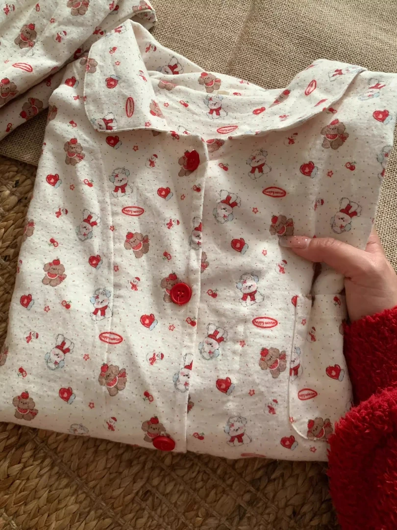 【小狗印花】可爱卡通睡衣女春秋2025新款舒适大码家居服套装可外穿