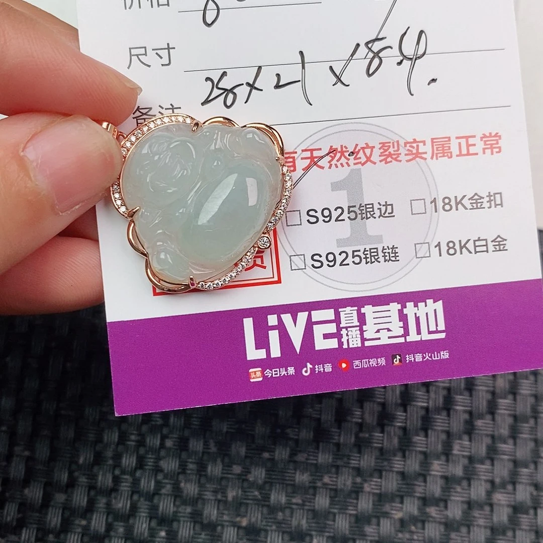 翡翠银S925镶嵌颈饰哈**.