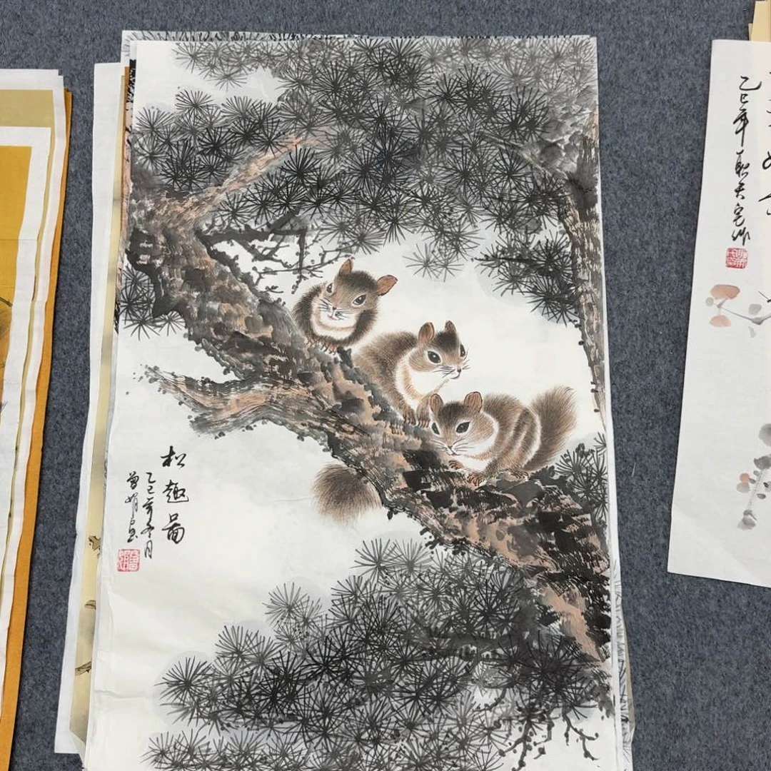 国画四尺三开45X68纯手绘作品