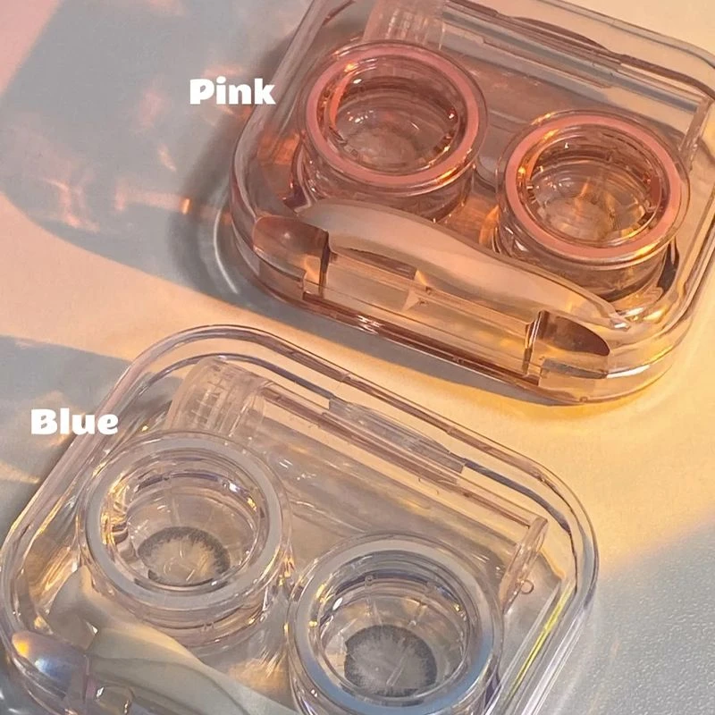 高质感高颜值无需拧盖美瞳盒子隐形眼镜收纳盒女韩版ins简约便携.