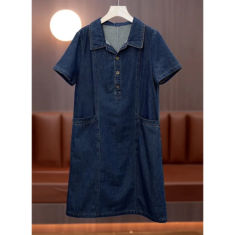 高含棉设计感牛仔连衣裙女2025年夏季新款时髦洋气中长款a字裙子