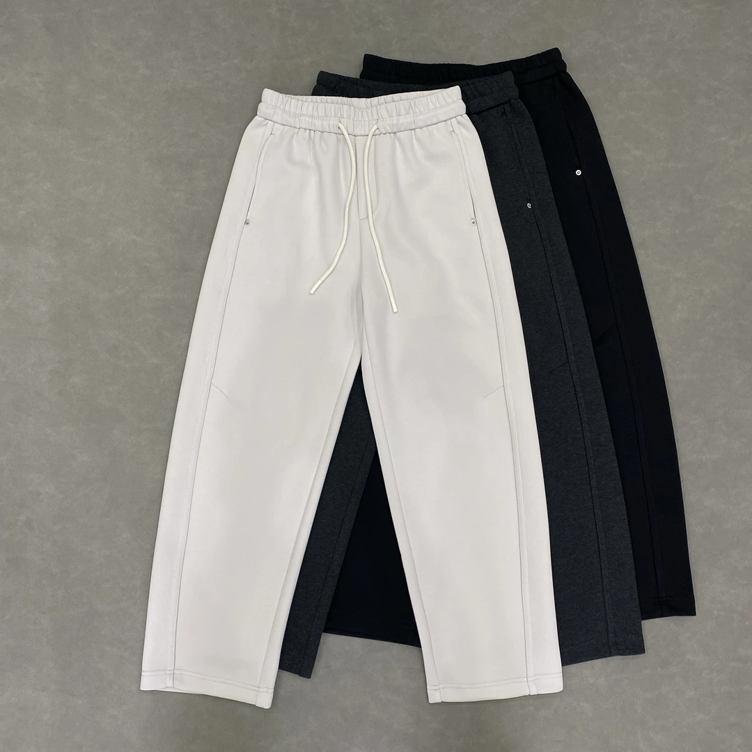 重磅秋冬男款休闲裤运动抽绳松紧腰宽松垂感百搭直筒卫裤裤子针织